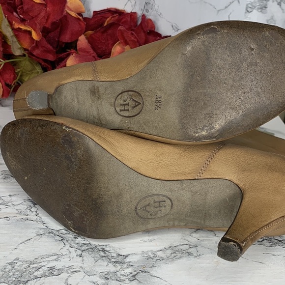 Ash Iggy Lace Up Peep Toe Tan Leather Ankle Booties - Picture 13 of 14